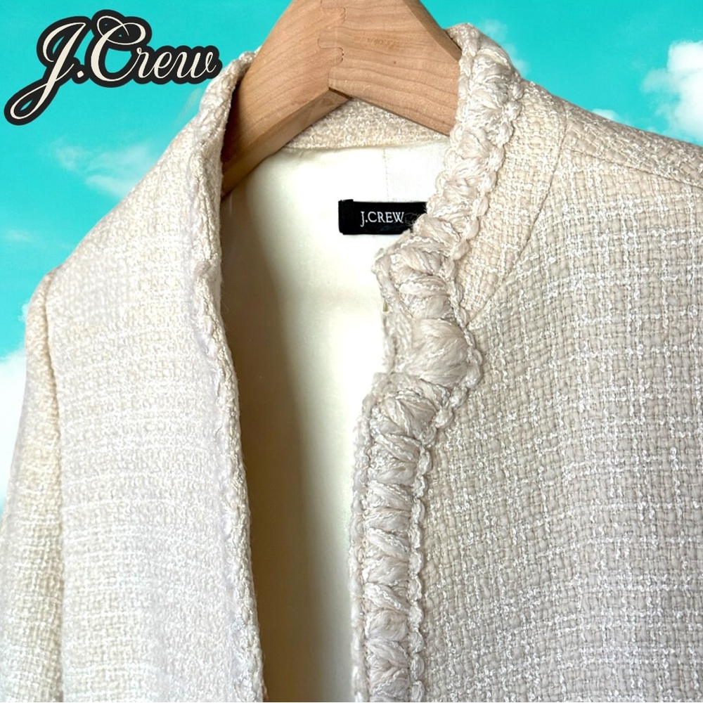 Like New 🌸 J.Crew Cream Braided Tweed Blazer, Satin Lining, Office Style - Picture 3 of 17